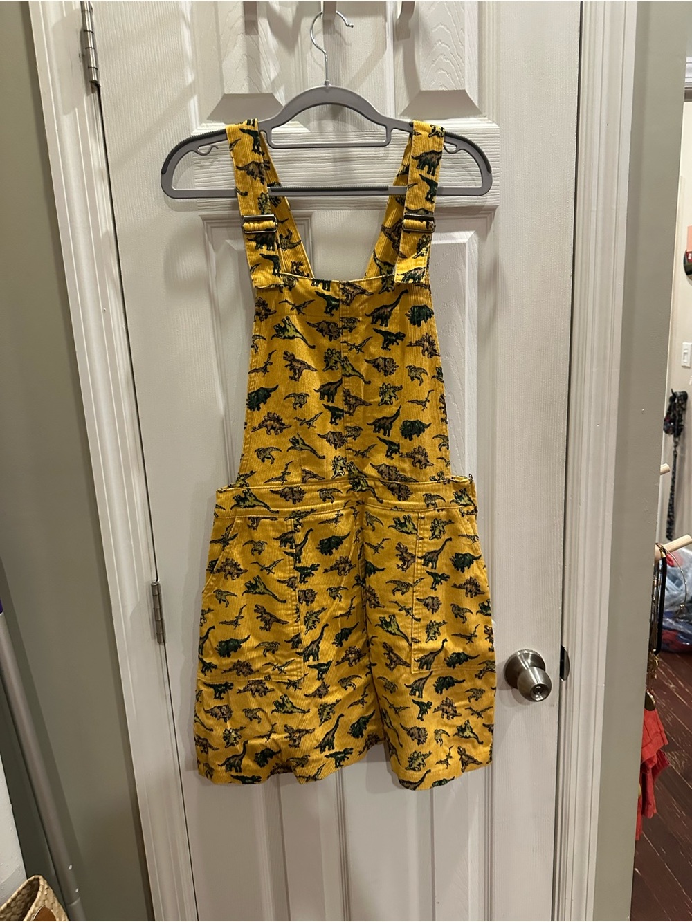 Yellow Dinosaur Print Overalls